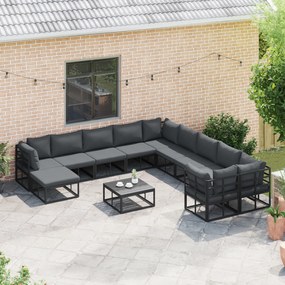 vidaXL Σετ Καναπέ Κήπου 11 pcs Μαύρο 71.5 x 71.5 x 71 εκ. Αλουμίνιο