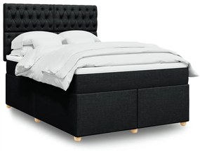 vidaXL Κρεβάτι Boxspring με Στρώμα Μαύρο 160x200 εκ. Υφασμάτινο