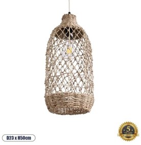 Boho Κρεμαστό Φωτιστικό Οροφής Μονόφωτο 02116 GloboStar-2116-Μπεζ 2116