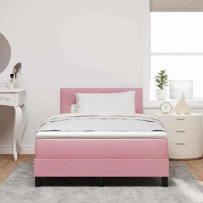 vidaXL Κρεβάτι με Ελατήρια και Στρώμα Ροζ 120 x 190 cm ύφασμα