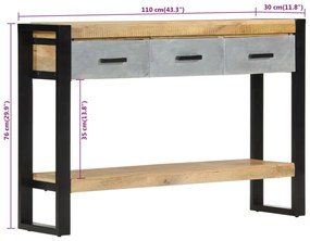 Τραπέζι Κονσόλα 110x30x76 εκ. από Μασίφ Ακατέργαστο Ξύλο Μάνγκο - Καφέ