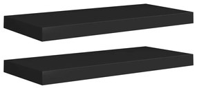 Ράφια Τοίχου 2 τεμ. Μαύρα 60x23,5x3,8 εκ. MDF - Μαύρο