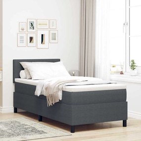 vidaXL Κρεβάτι με Βάση και Στρώμα Σκούρο Γκρι 90x200 εκ. Ύφασμα βελούδου