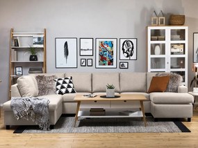 Γωνιακός Καναπές Scandinavian Choice C157, Ανοιχτό καφέ, 344x199x80cm