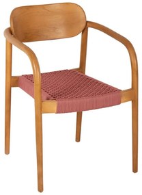 Πολυθρόνα Oslo HM9636.06 55x54x80cm Ξύλο-Σχοινί Teak-Pink Wood, Rope