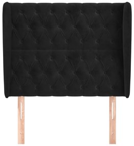 Κεφαλάρι με Πτερύγια Μαύρο 103x23x118/128 εκ. Βελούδινο 3118336