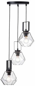 Φωτιστικό Οροφής Τρίφωτο Aca Diamondra V371483PC Black Matt/Clear