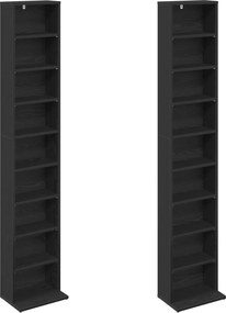 vidaXL Ντουλάπα CD 2 τμχ. Μαύρη Δρυς 33 x 23,5 x 175 εκ.