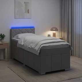 vidaXL Κρεβάτι box spring με στρώμα Ανοιχτό γκρι 100 x 200 cm Ύφασμα
