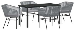 vidaXL Σέτ φαγητού για κήπο 5 pcs Γκρι Πολυ ράταν