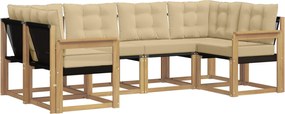 vidaXL Σειρά Καναπέ Εξωτερικού με μαξιλάρι 6 pcs Λευκό και Μπεζ