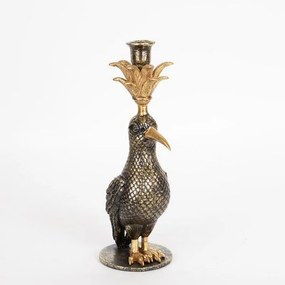 Κηροπήγιο Πουλί 752-26017 15,5x11x32,5cm Gold-Black Estheti Home Πολυρεσίνη