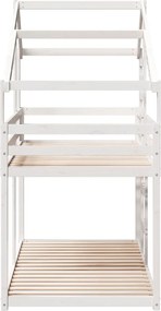 vidaXL Κουκέτα με Οροφή Λευκό 80x200 εκ. από Μασίφ Ξύλο Πεύκου