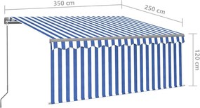 vidaXL Χειροκίνητη τέντα με ηλιακό LED 3,5 x 2,5 m
