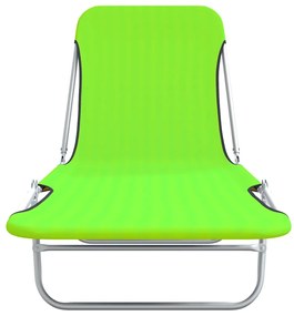 vidaXL Ξαπλώστρες Πτυσσόμενες 2 τεμ. Πράσινες από Ατσάλι / Ύφασμα