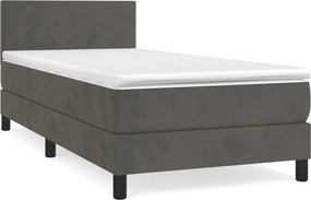 vidaXL Κρεβάτι Boxspring με Στρώμα Σκούρο Γκρι 80x200 εκ. Βελούδινο