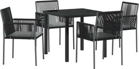 vidaXL Σέτ φαγητού για κήπο 5 pcs Μαύρο Ράτα PE