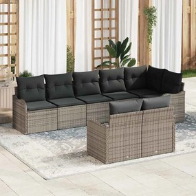 vidaXL Σετ Καναπέ Κήπου με μαξιλάρι 8 pcs Γκρι Πολυ ράταν