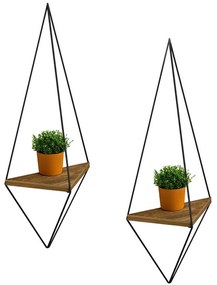 Ράφι Επιτοίχιο (Σετ 2Τμχ) Cannard HM8925.11 23x15x60cm Black Μελαμίνη,Μέταλλο