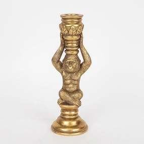 Κηροπήγιο Πίθηκος 752-26045 8x8x26cm Antique Gold Estheti Home Polyresin