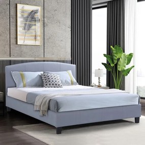 WOODWELL ODEON Κρεβάτι Διπλό για Στρώμα 140x190cm, Ύφασμα Γκρι 148x205x94cm Ε8806,11