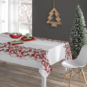 Borea Τραπεζομάντηλο Χριστουγεννιάτικο Christmas House 140 x 260 cm Εκρού