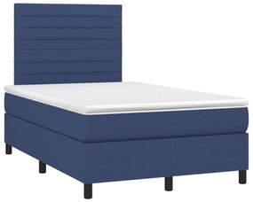 Κρεβάτι Boxspring με Στρώμα Μπλε 120x200 εκ. Υφασμάτινο - Μπλε