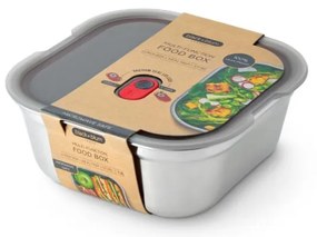Κουτί φαγητού Black+Blum FBSS-SQ-L017, 1,4 l, τετράγωνο, ασφαλές για φούρνο, χωρίς BPA, ανοξείδωτο ατσάλι, γκρι