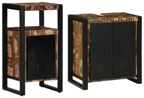 vidaXL Σετ Επίπλων Μπάνιου με ράφι 2 pcs Καφέ Μασίφ ανακυκλωμένο ξύλο