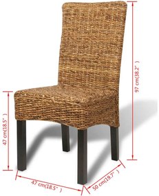 Καρέκλες Τραπεζαρίας 4 τεμ. από Άμπακα / Μασίφ Ξύλο Μάνγκο - Καφέ