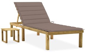 Ξαπλώστρα Κήπου από Εμποτ. Ξύλο Πεύκου με Τραπεζάκι & Μαξιλάρι