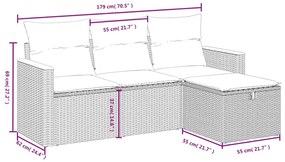 vidaXL Σετ Καναπέ Κήπου 4 τεμ. Μικτό Μπεζ Συνθετικό Ρατάν με Μαξιλάρια