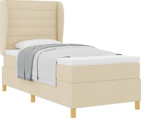 vidaXL Κρεβάτι με ελατήρια με στρώμα Κρεμ 200 x 100 cm ύφασμα