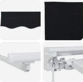 vidaXL Χειροκίνητη Ανακλινόμενη Σκίαση Μαύρο 4 x 3 μ