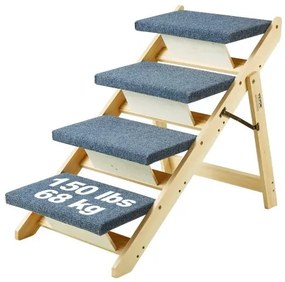 VEVOR  Wooden Pet Stairs/Pet Step with 4 Steps 2-in-1 Foldable Dog Stair 150 lbs