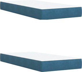 vidaXL Κρεβάτι box spring με στρώμα Μπλε 200 x 200 cm Βελούδο