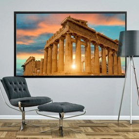 Πίνακας σε Plexiglass με Θέμα &#8220;Ακρόπολη&#8221; σε μαύρη ξύλινη Κορνίζα - 80cmx50cm