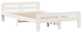 vidaXL Σκελετός Κρεβ. Χωρίς Στρώμα Λευκό 135x190 εκ Μασίφ Πεύκο