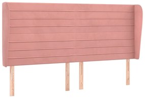 Κεφαλάρι με Πτερύγια Ροζ 163x23x118/128 εκ. Βελούδινο - Ροζ