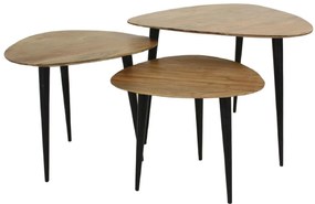Τραπεζάκι ArteLibre Καφέ Ξύλο 65x65x45cm Σετ 3Τμχ-05151734