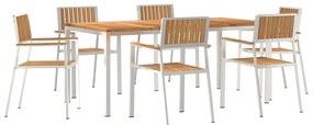 vidaXL Σετ Γεύματος Κήπου  για 7 Άτομα από Ξύλο Teak και Ανοξείδωτο Ατσάλι