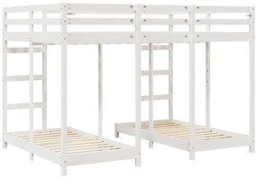vidaXL Σκελετός Κουκέτας Τριών Επιπέδων Λευκό 140 x 200 cm