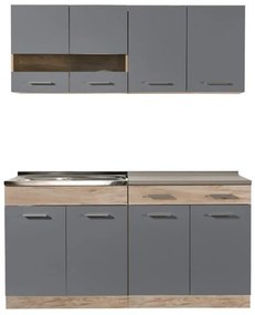 Σύνθεση Κουζίνα Dalila 160 Γκρί Δρύς - Γκρί 160x51,5x206,5 εκ. 160x51.5x206.5 εκ.