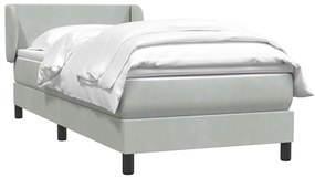 vidaXL Box Spring κρεβάτι με στρώμα ανοιχτό γκρι 90x220 εκ. Βελούδινο