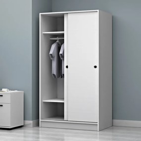 Ντουλάπα ρούχων Regio Megapap δίφυλλη συρόμενη χρώμα λευκό 100x60x181εκ.