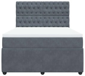 vidaXL Κρεβάτι Boxspring με Στρώμα Σκούρο Γκρι 160x200 εκ. Βελούδινο