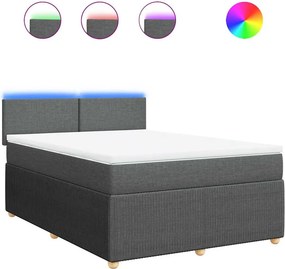 vidaXL Κρεβάτι Boxspring με Στρώμα Σκούρο Γκρι 140x200 εκ Υφασμάτινο