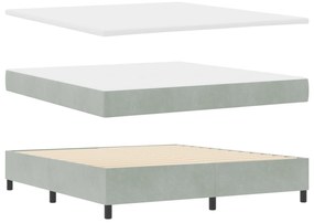vidaXL Κρεβάτι Box Spring  με Στρώμα & Πάγκο Ανοιχτό Γκρι 180x200 εκ. Βελούδινο