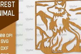 Σετ των 2 Intra απο ξύλο plywood 3mm-4mm πάχος τέχνης Animal Forest Wall Art Δίασταση 40x40 cm INTRAFABR-94684829