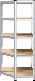 vidaXL Γωνιακό ράφι με ράφι Ασημί 90 x 90 x 198 cm Επεξεργασμένο Ξύλο